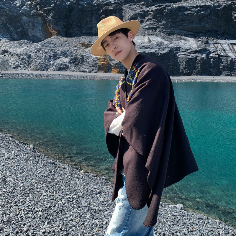 Mens Fashion Poncho - Herren-Umhang, Wüstenreise, ethnischer Stil, Schal, Schal,
