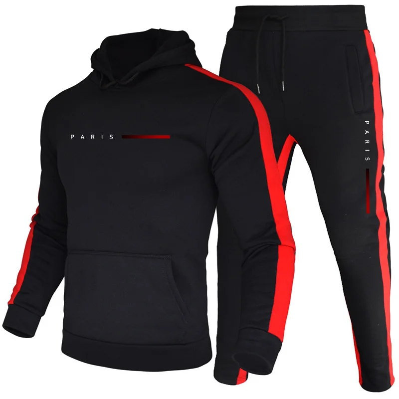 Men'S Fashion Color - Paris Fashion Herren-Hoodie-Set Täglicher Freizeit-Sport Kapuzenpullover