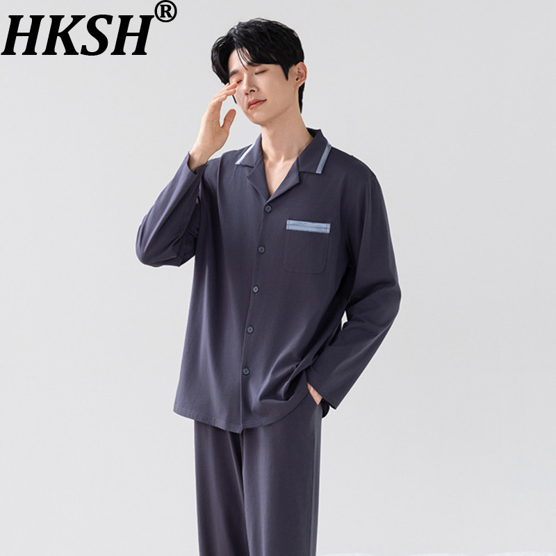 Mens Fashion Style - HKSH Herbst Winter Herren Trend Langarm-Hosen-Set