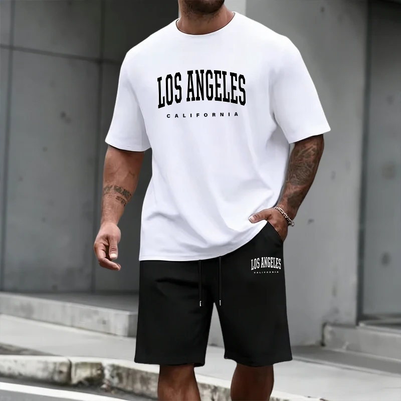 Mens Fashion Style - Herren-Trainingsanzug: Kurzarm-Oberteil und knielange Shorts –