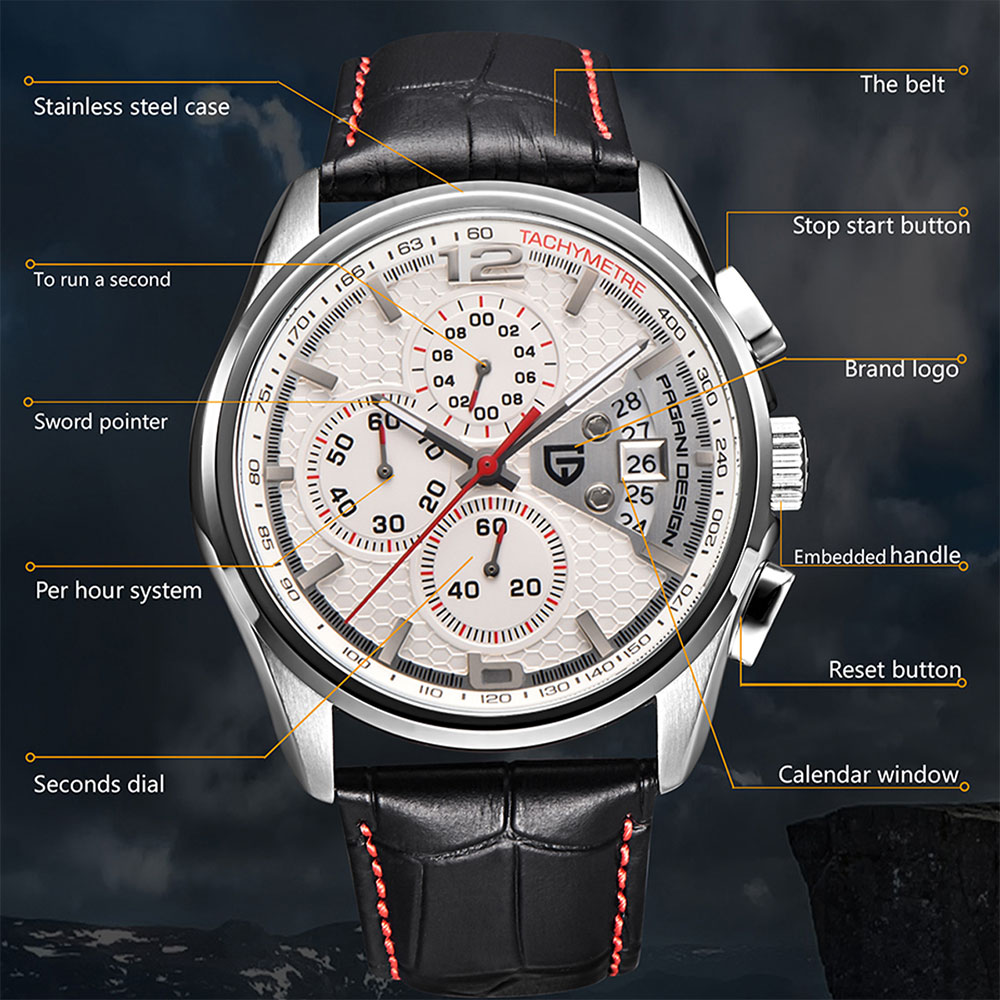 Mens Fashion Watch - PAGANI DESIGN Neue PD-3306 Chronograph Herrenuhr