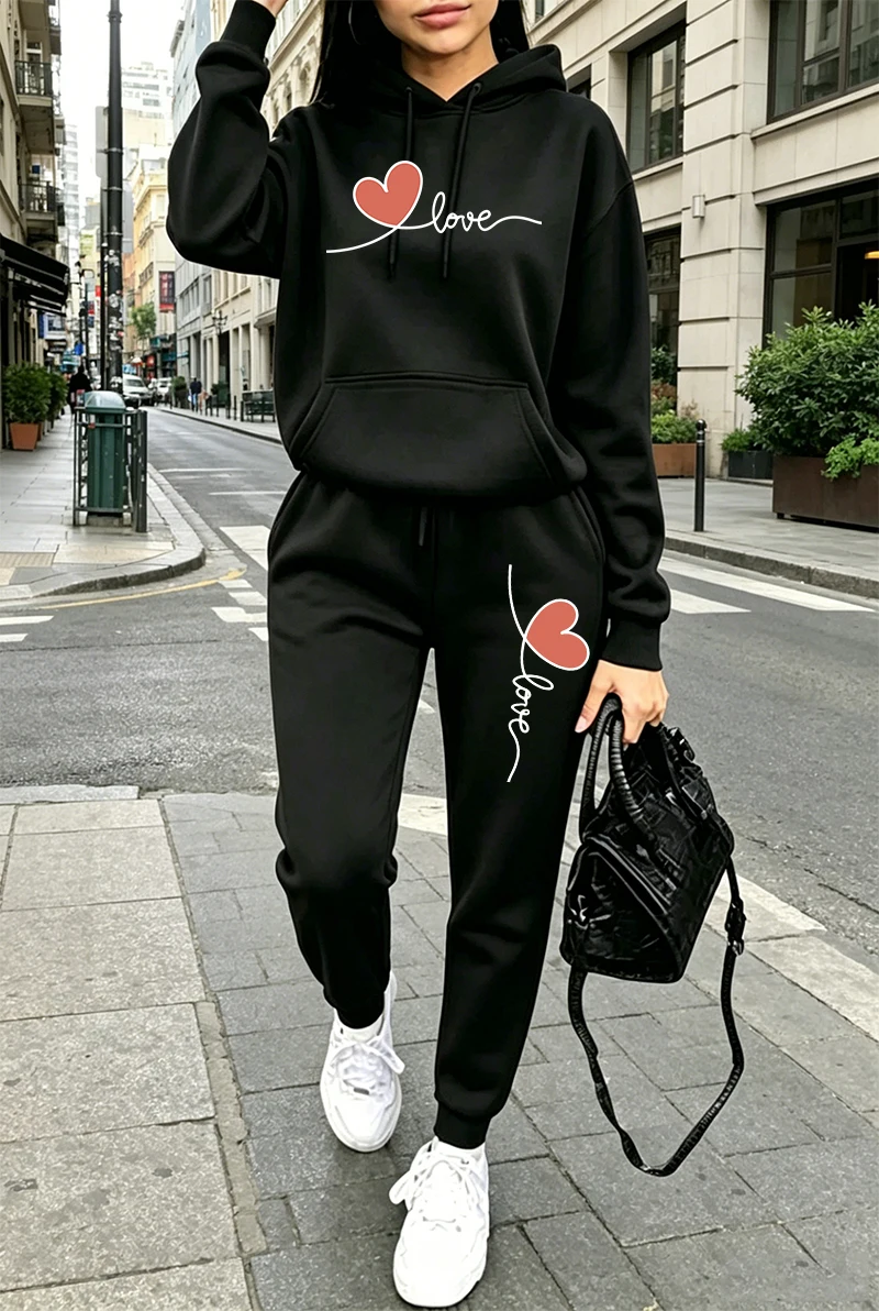 Streetwear Hoodie - Damen-Trainingsanzug mit Print, Lässiger Langarm-Hoodie, Sweatshirts
