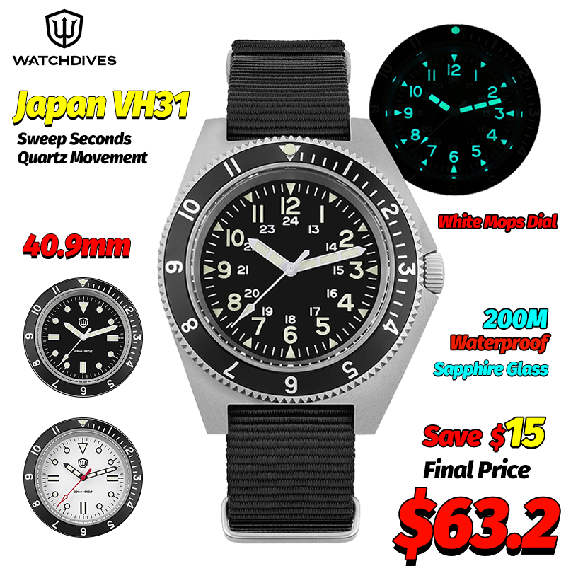Mens Fashion Watch - Watchdives WD1972 Quarzuhr, Saphir, leuchtende Herrenuhren,