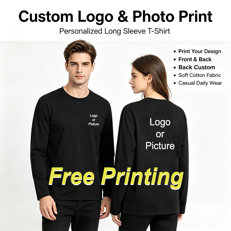 Men'S Fashion - Maßgeschneiderte Baumwoll-Langarm-T-Shirts für Herren, modische, bedruckte