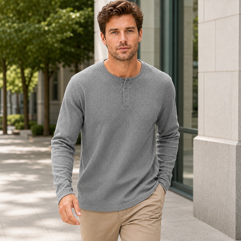 Einfaches, modisches Langarm-H – Men'S Fashion Color Bewertung und Preis