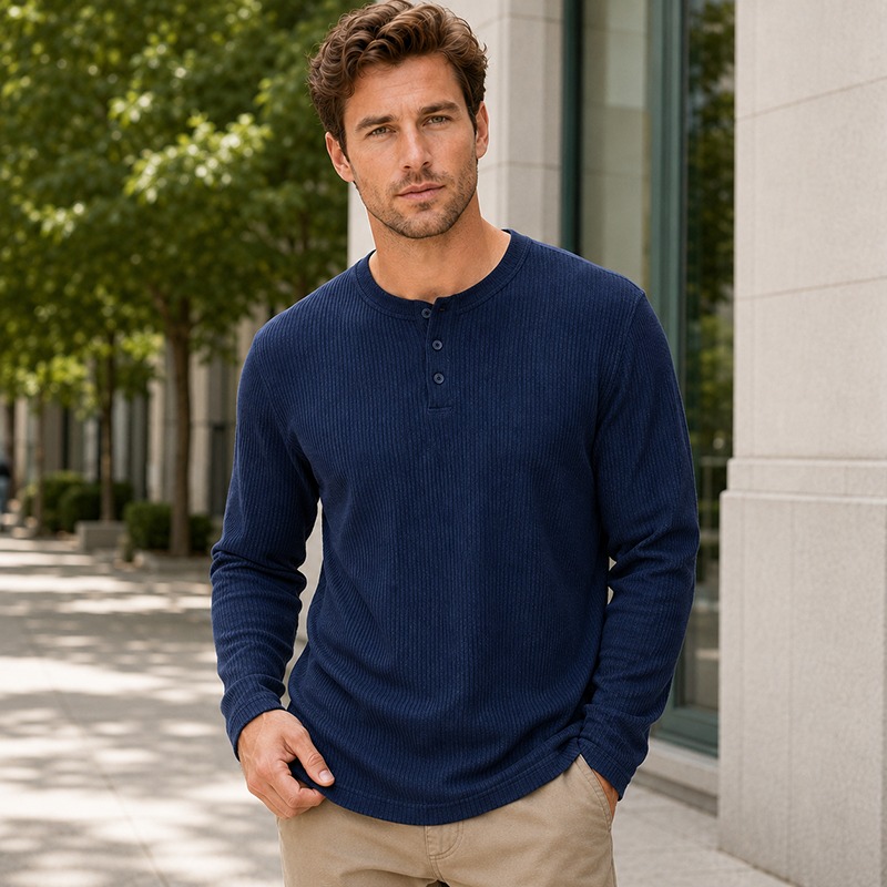 Einfaches, modisches Langarm-H – Men'S Fashion Color Bewertung und Preis