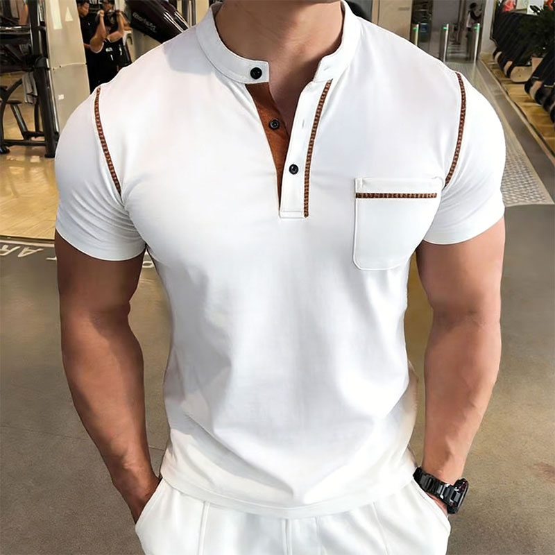 Neues Sommer-Herren-Henley-Kra – Mens Fashion Style Bewertung und Preis